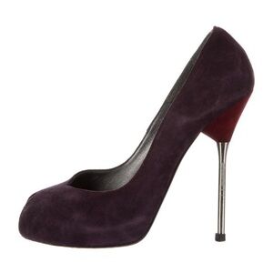 Stuart weitzman suede open toe stiletto heel pumps